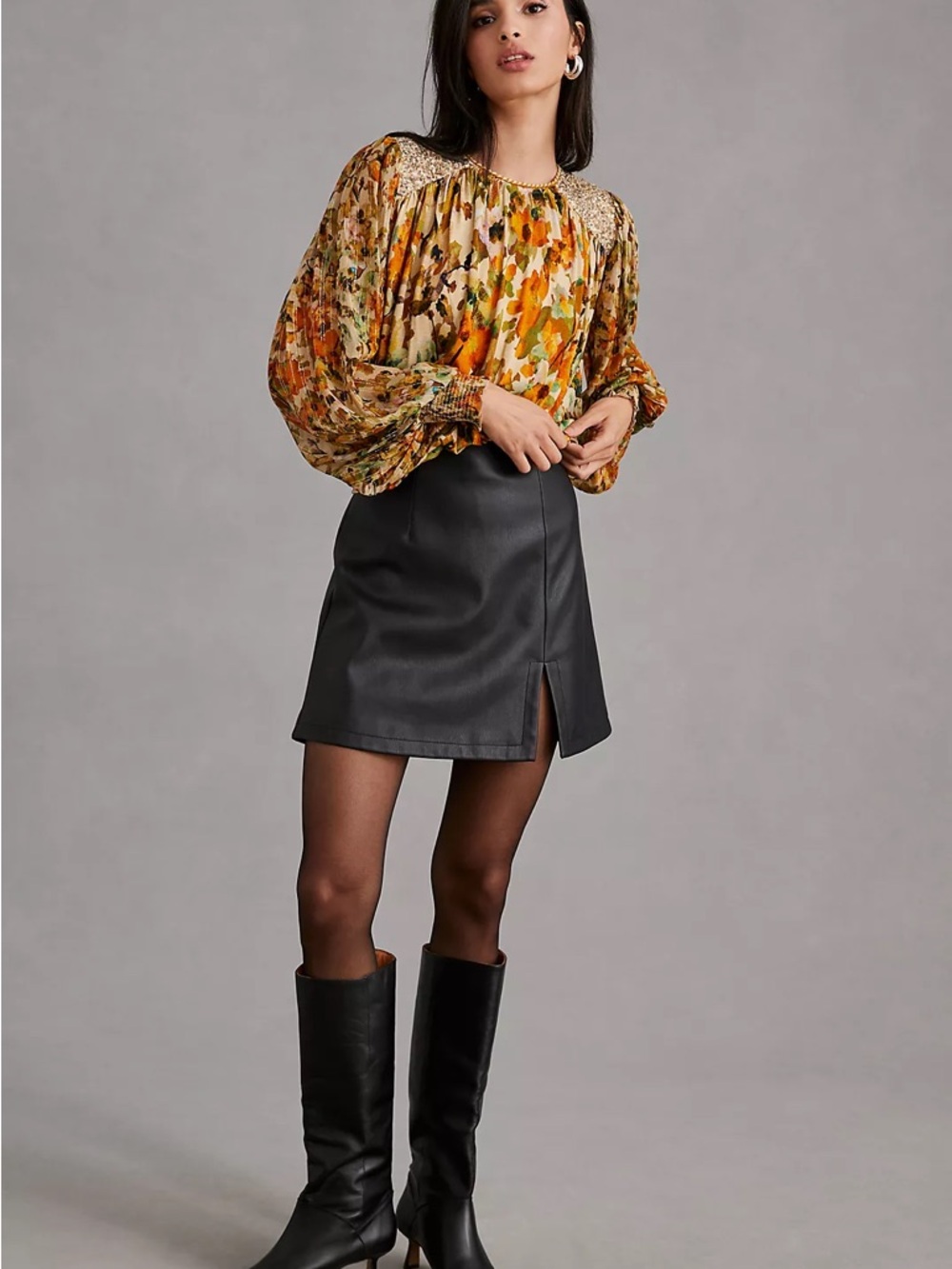 Blank London for Anthropologie gold sequin embellished blouse size medium - Picture 2 of 16